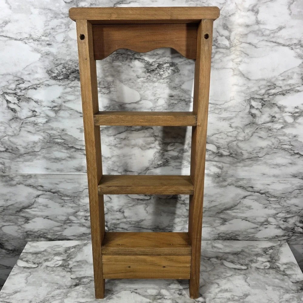 Vintage Farmhouse Ladder Shelf Trinket Shadowbox 4 Tier Cottagecore Grandmacore